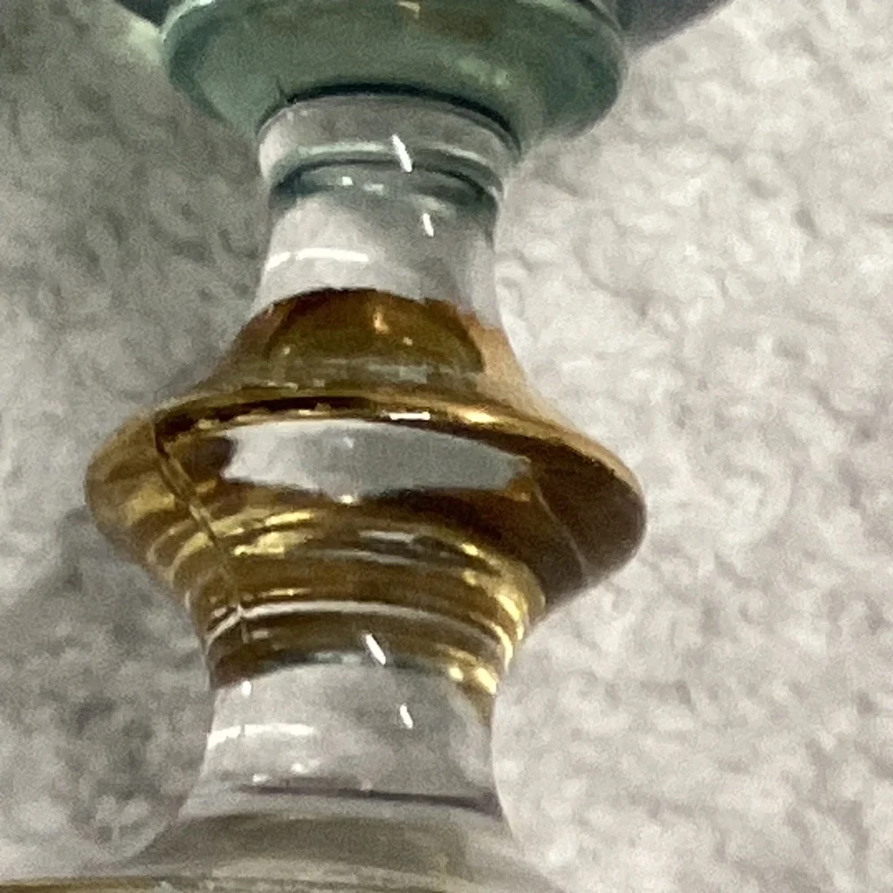I Preziosi Italy Green Glass Flute 24K Gold Greek Key Handmade Vintage 7in